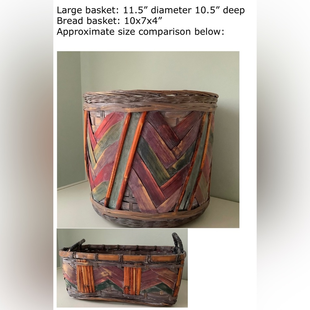 TLC Vintage painted wicker basket set of 2